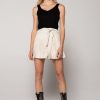 Women Burning Torch Leather | Leather Pleated Short, Parchment