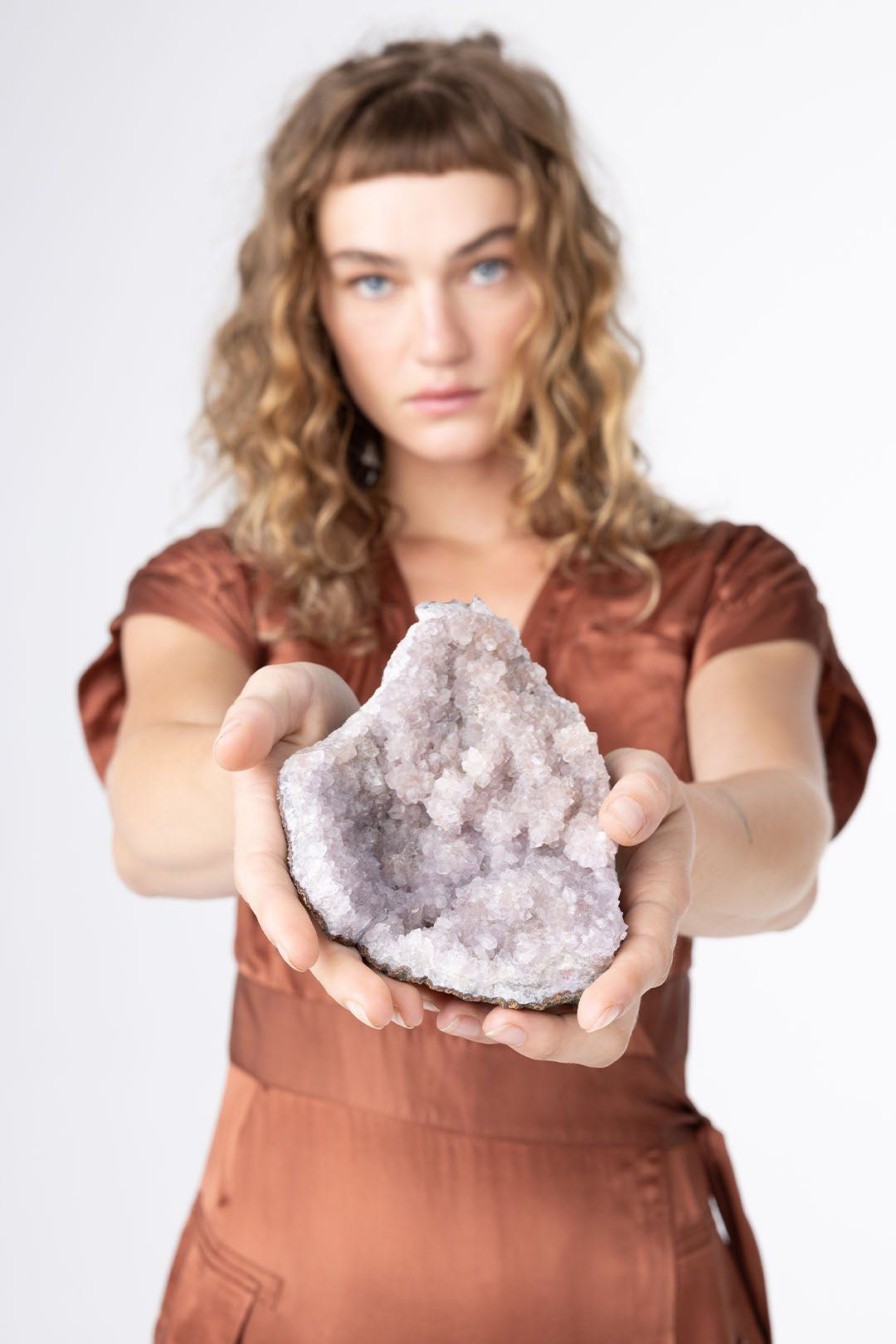 Home Burning Torch | Open Quartz Geode Purple