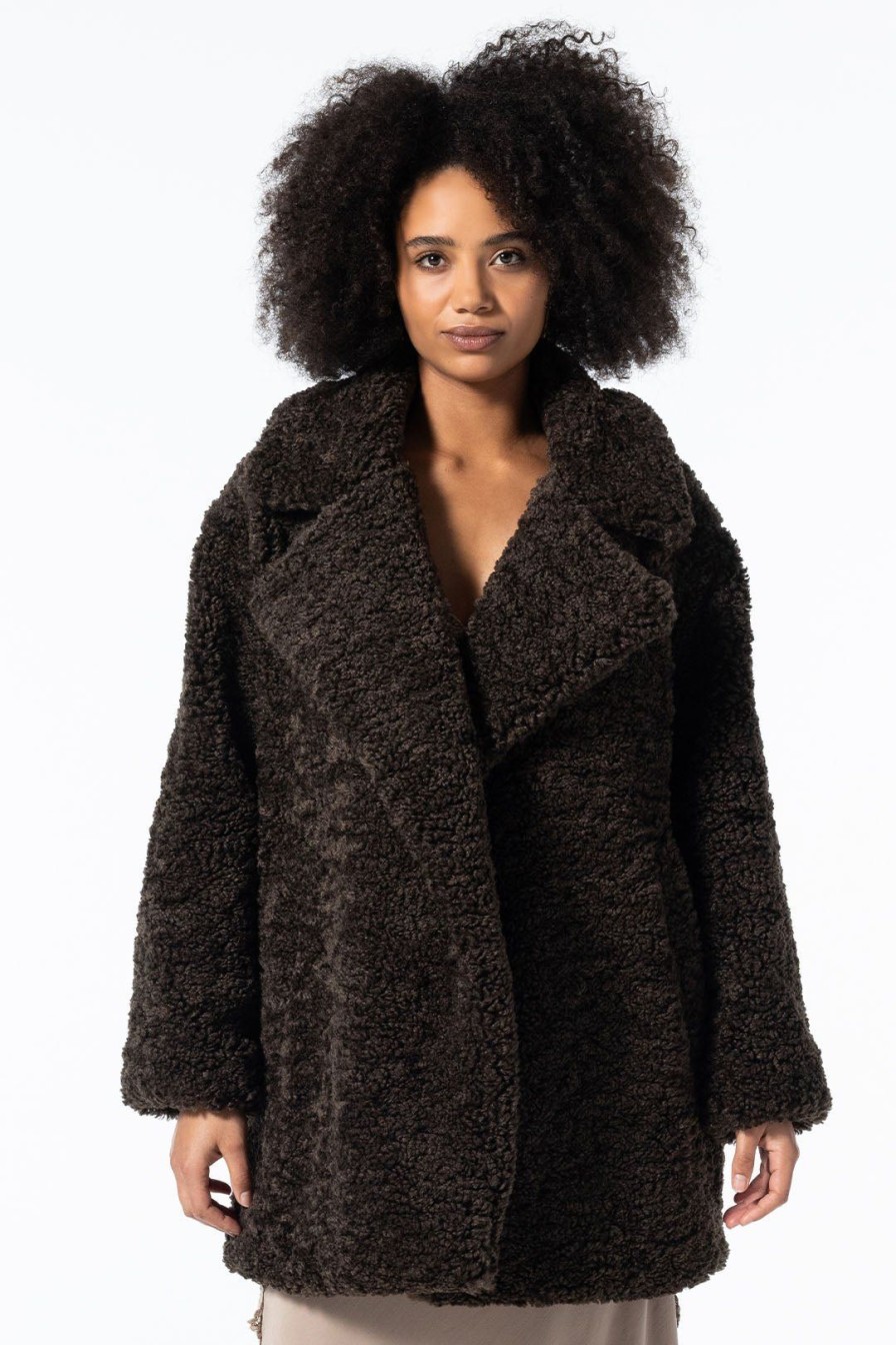 Women Burning Torch Outerwear | Teddy Faux Fur Coat, Brown