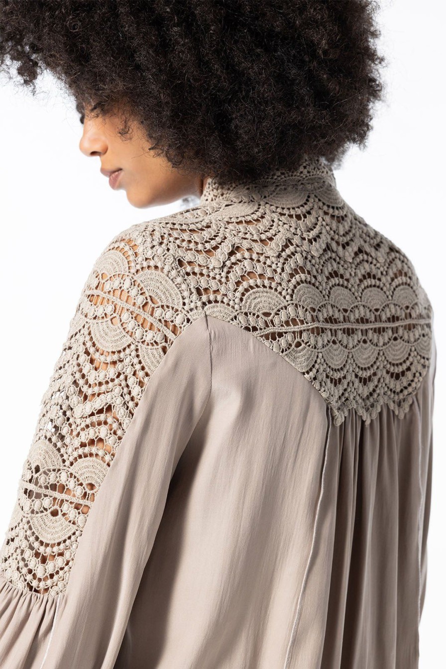 Women Burning Torch Tops | The Empress Long Sleeve Blouse, Taupe