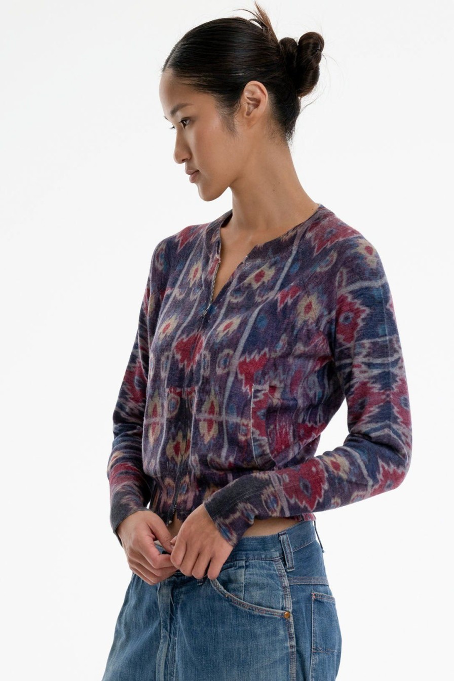 Women Burning Torch Cashmere & Knits | Tate Cashmere Zip Cardigan, Ikat