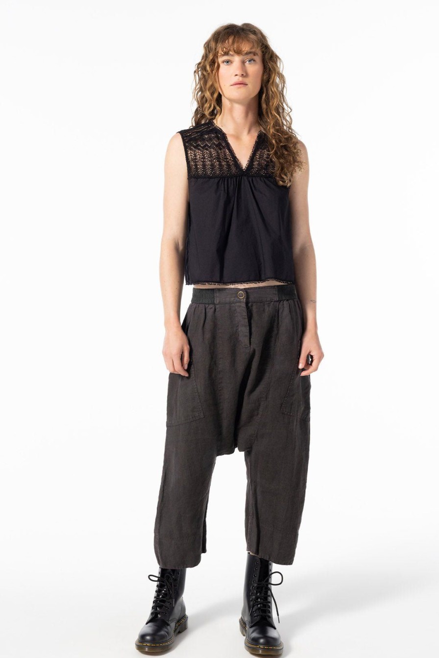 Women Burning Torch Bottoms | Light House Drop Crotch Pant, Espresso