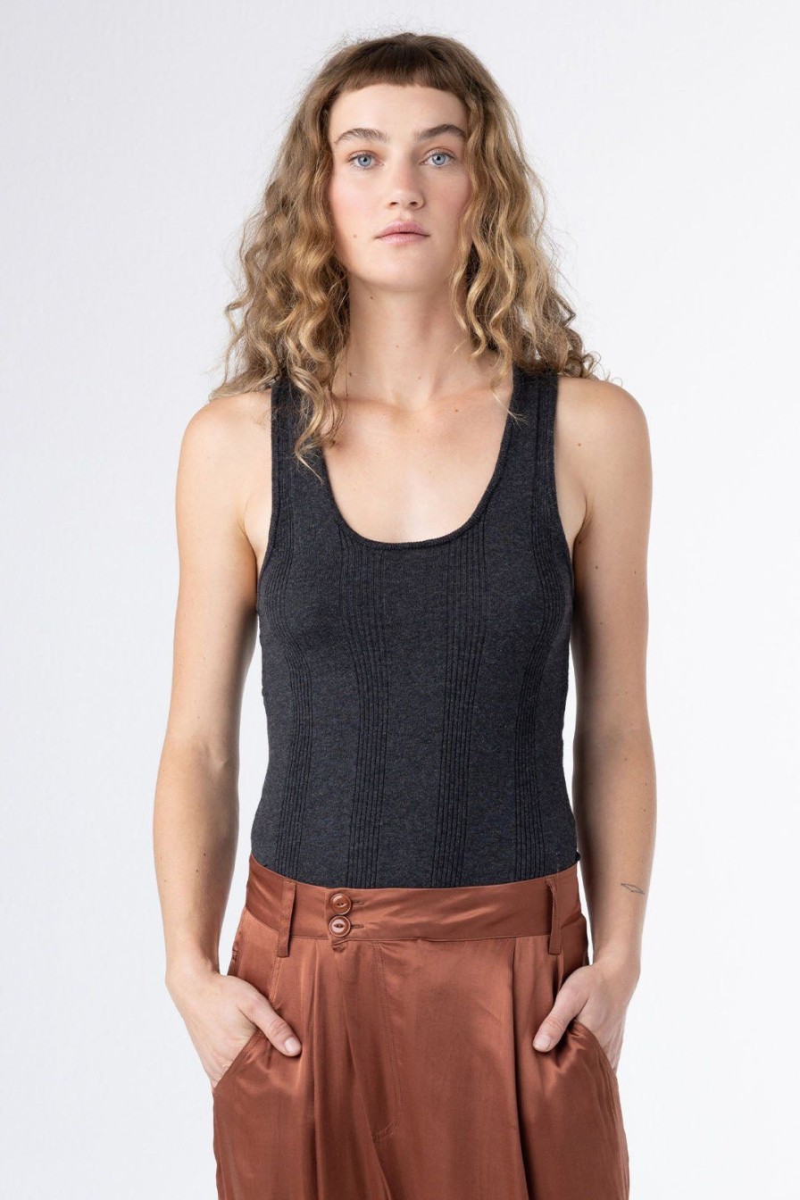 Women Burning Torch Cashmere & Knits | Honeycomb Knit Cami, Charcoal