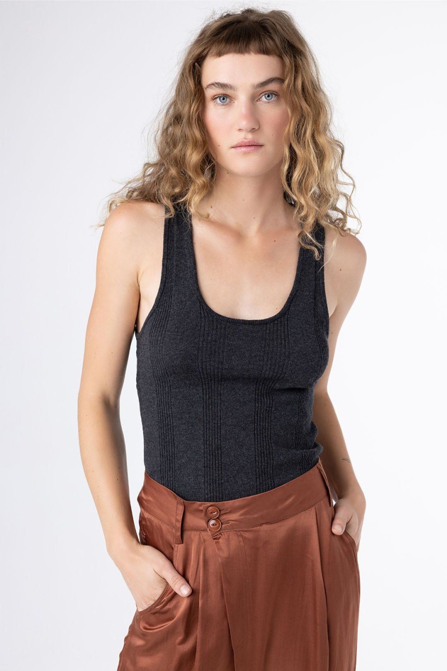 Women Burning Torch Cashmere & Knits | Honeycomb Knit Cami, Charcoal