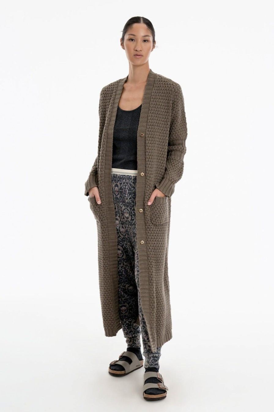 Women Burning Torch Cashmere & Knits | Honeycomb Long Cardigan, Cypress