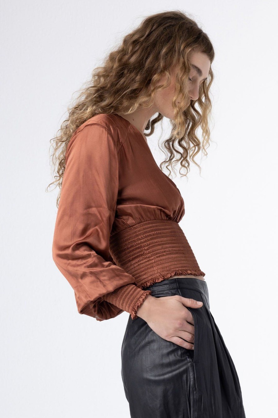 Women Burning Torch Tops | Valentine Long Sleeve Top, Rust