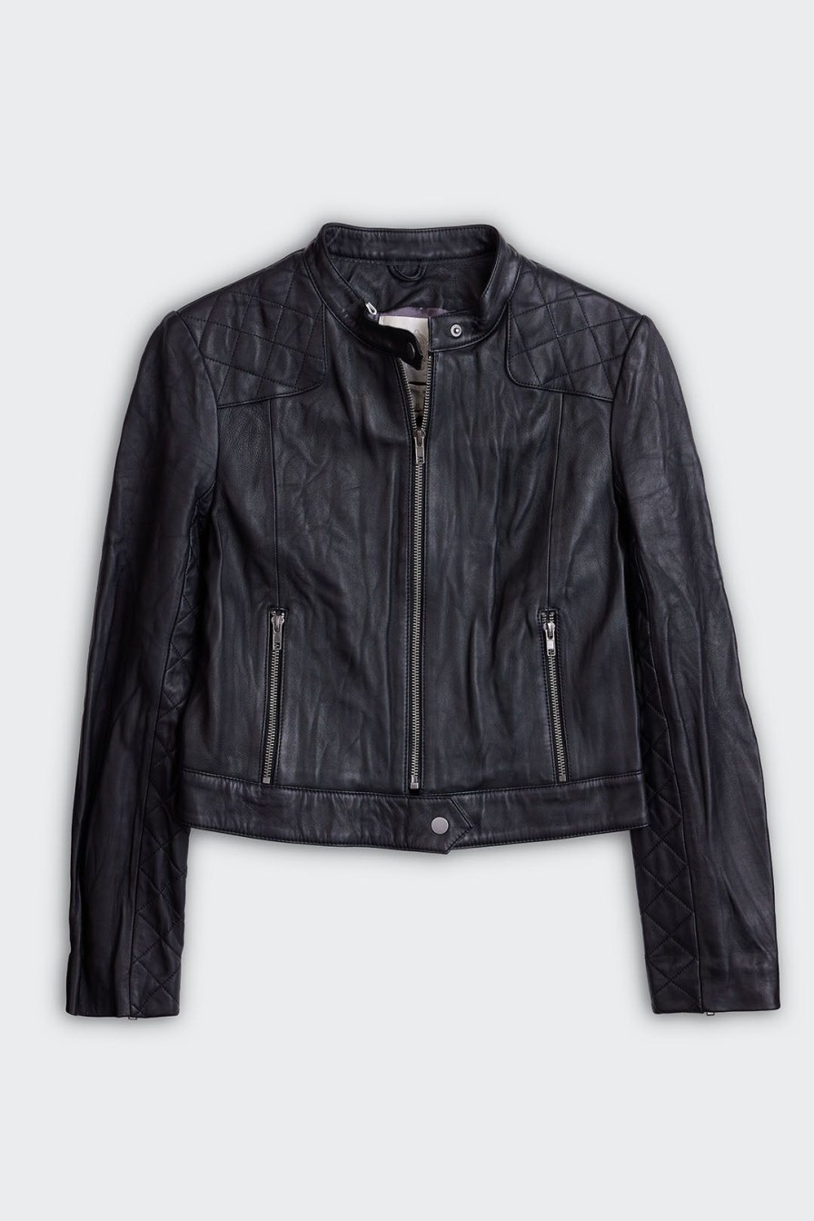 Women Burning Torch Leather | Leather Speedster Jacket, Black