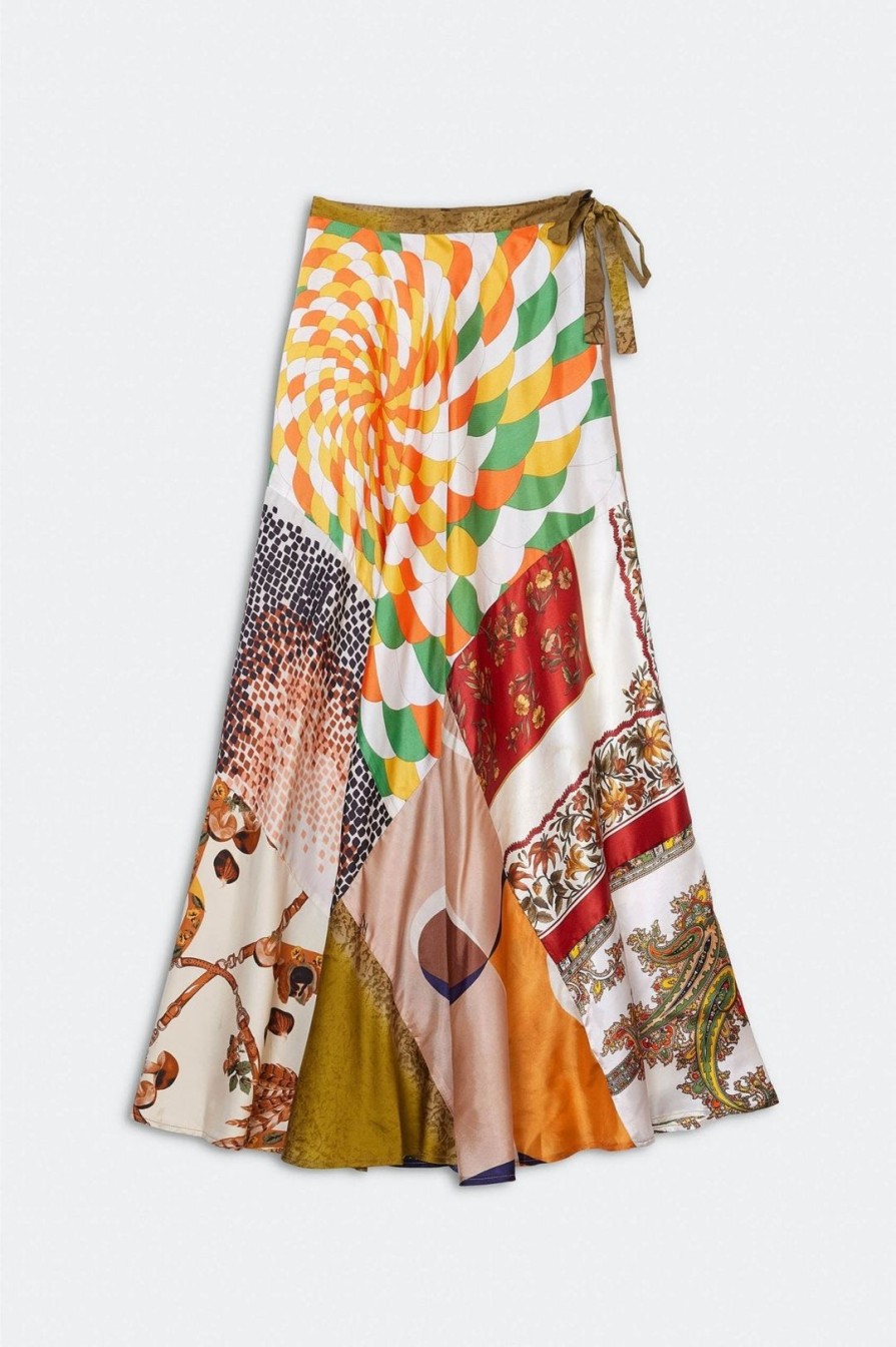 Women Burning Torch Upcycled | Graham Long Skirt Multi