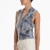 Women Burning Torch Cashmere & Knits | Watercolor Cashmere Vest, Storm