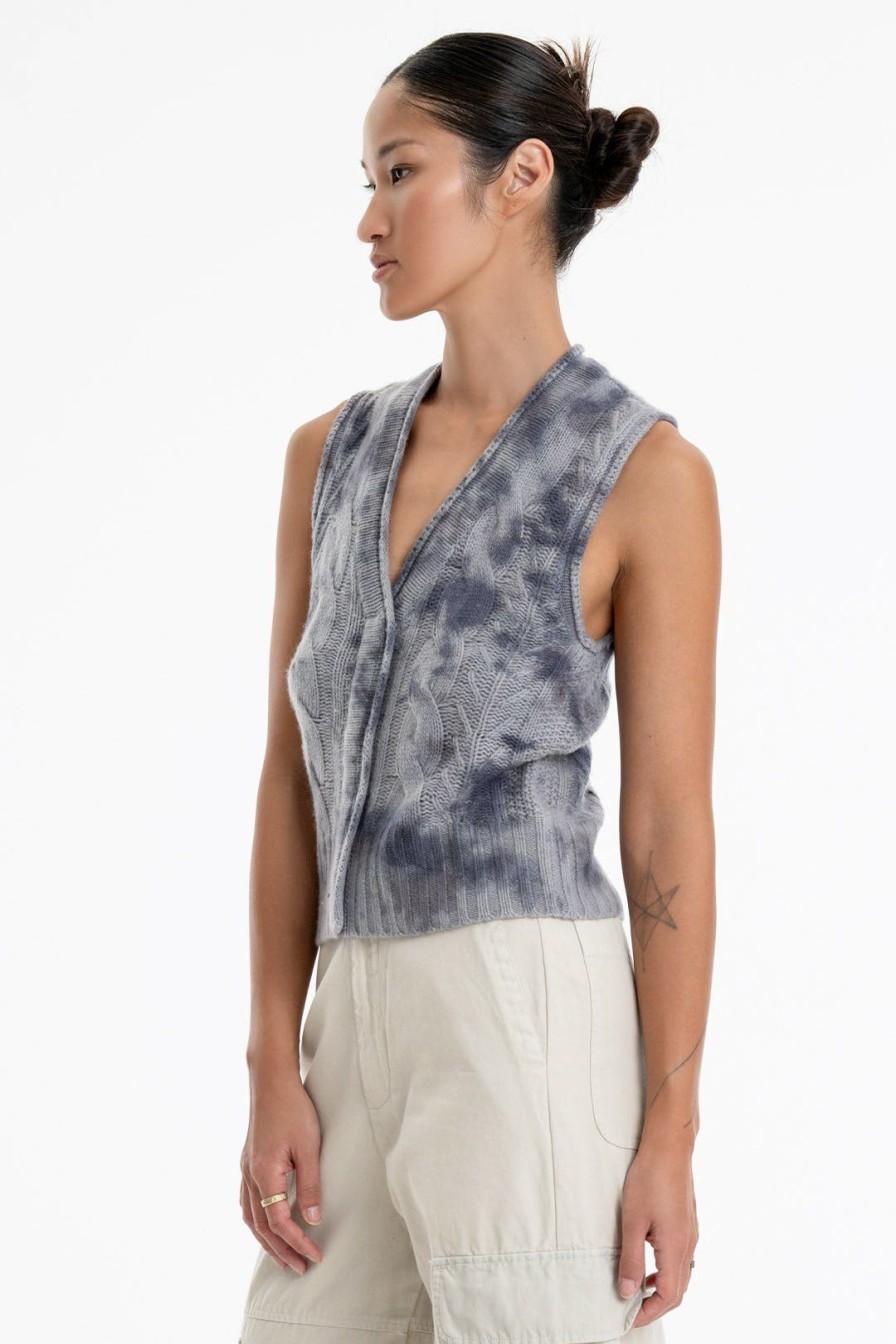 Women Burning Torch Cashmere & Knits | Watercolor Cashmere Vest, Storm