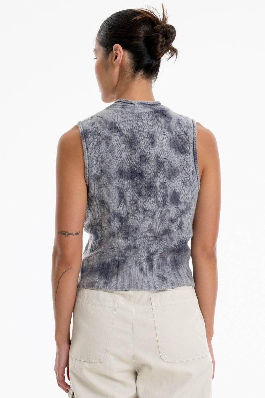 Women Burning Torch Cashmere & Knits | Watercolor Cashmere Vest, Storm