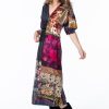 Women Burning Torch Upcycled | Cosmos V Neck Dress, Multi