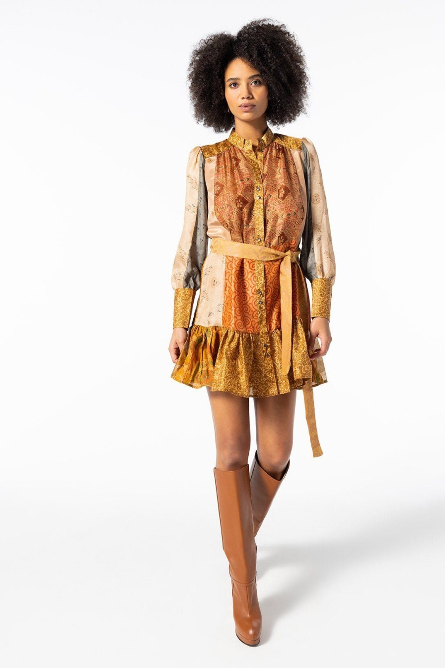 Women Burning Torch Upcycled | Ashbury Upcycled Sari Shirtdress, Multi