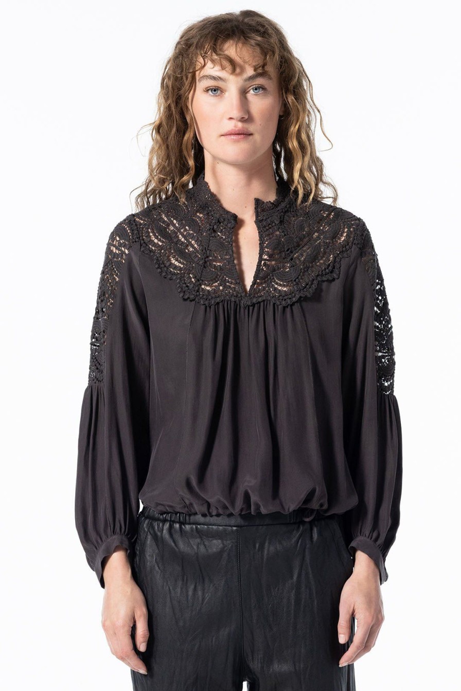 Women Burning Torch Tops | The Empress Long Sleeve Blouse, Licorice