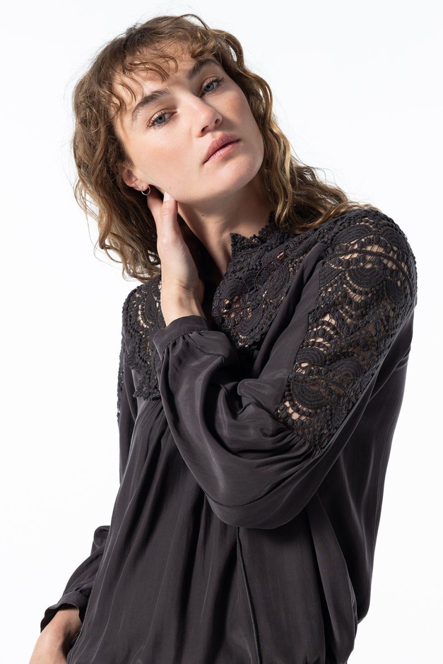 Women Burning Torch Tops | The Empress Long Sleeve Blouse, Licorice