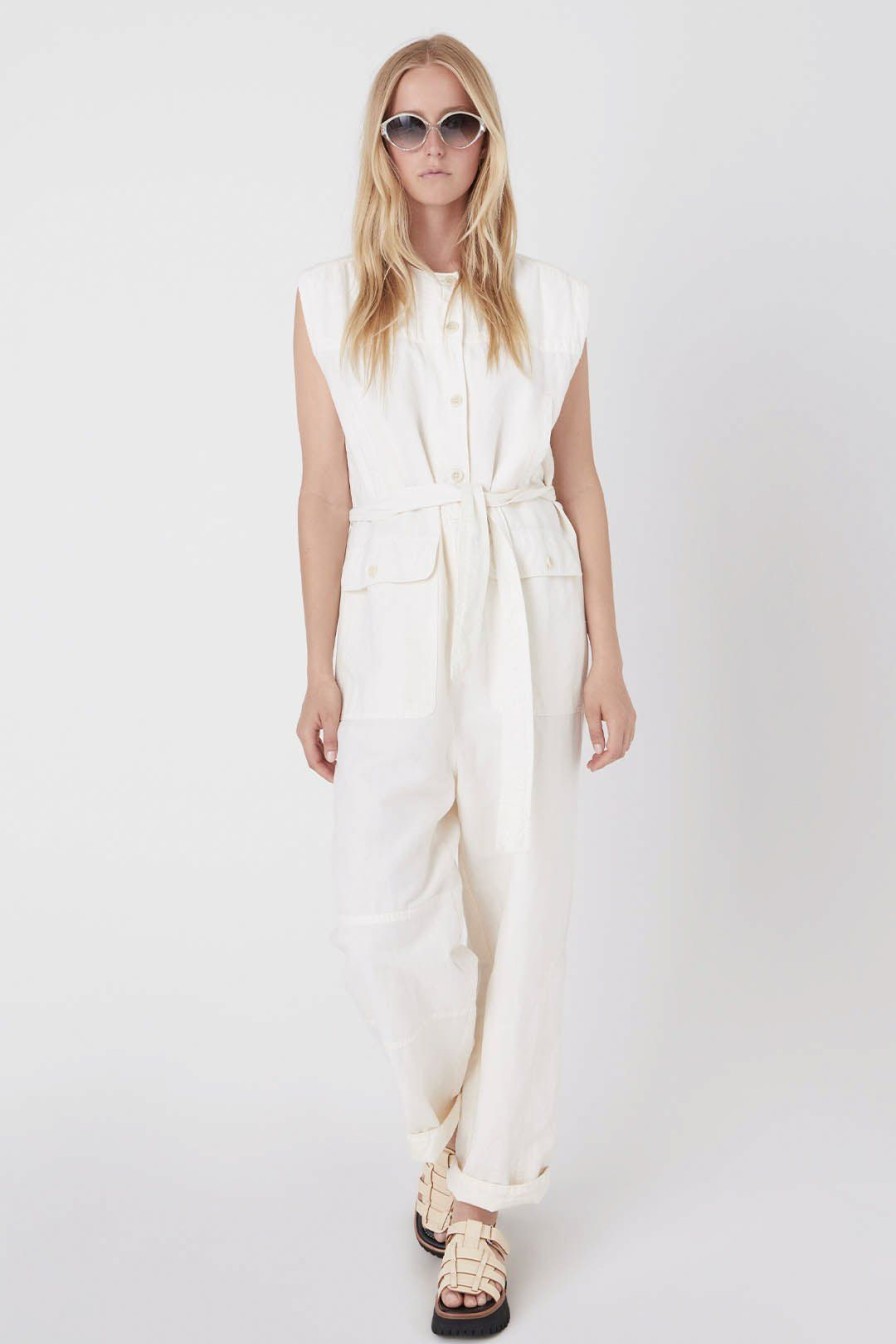 Women Burning Torch Dresses & Jumpsuits | Utility Sleeveless Jumpsuit, Papyrus