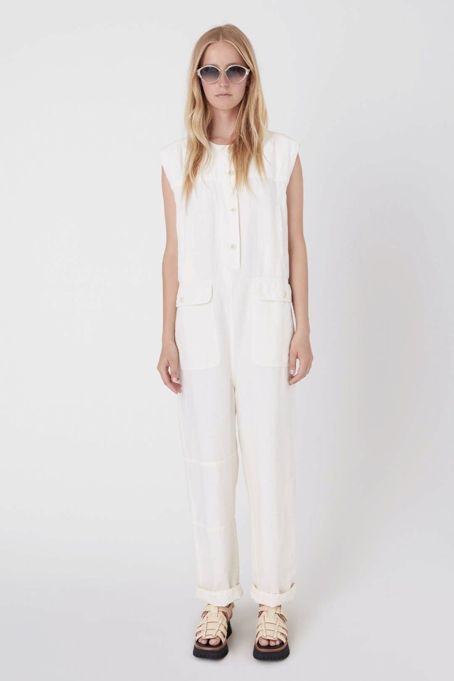 Women Burning Torch Dresses & Jumpsuits | Utility Sleeveless Jumpsuit, Papyrus