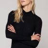 Women Burning Torch Tees | P.C.H. Long Sleeve Mock Turtleneck Tee, Black