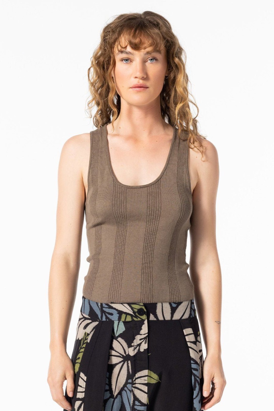 Women Burning Torch Tops | Honeycomb Knit Cami, Cypress