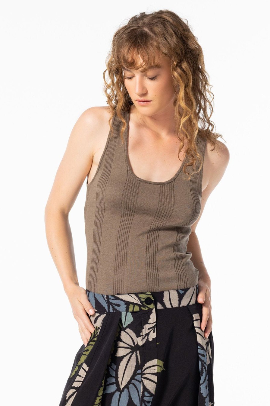 Women Burning Torch Tops | Honeycomb Knit Cami, Cypress