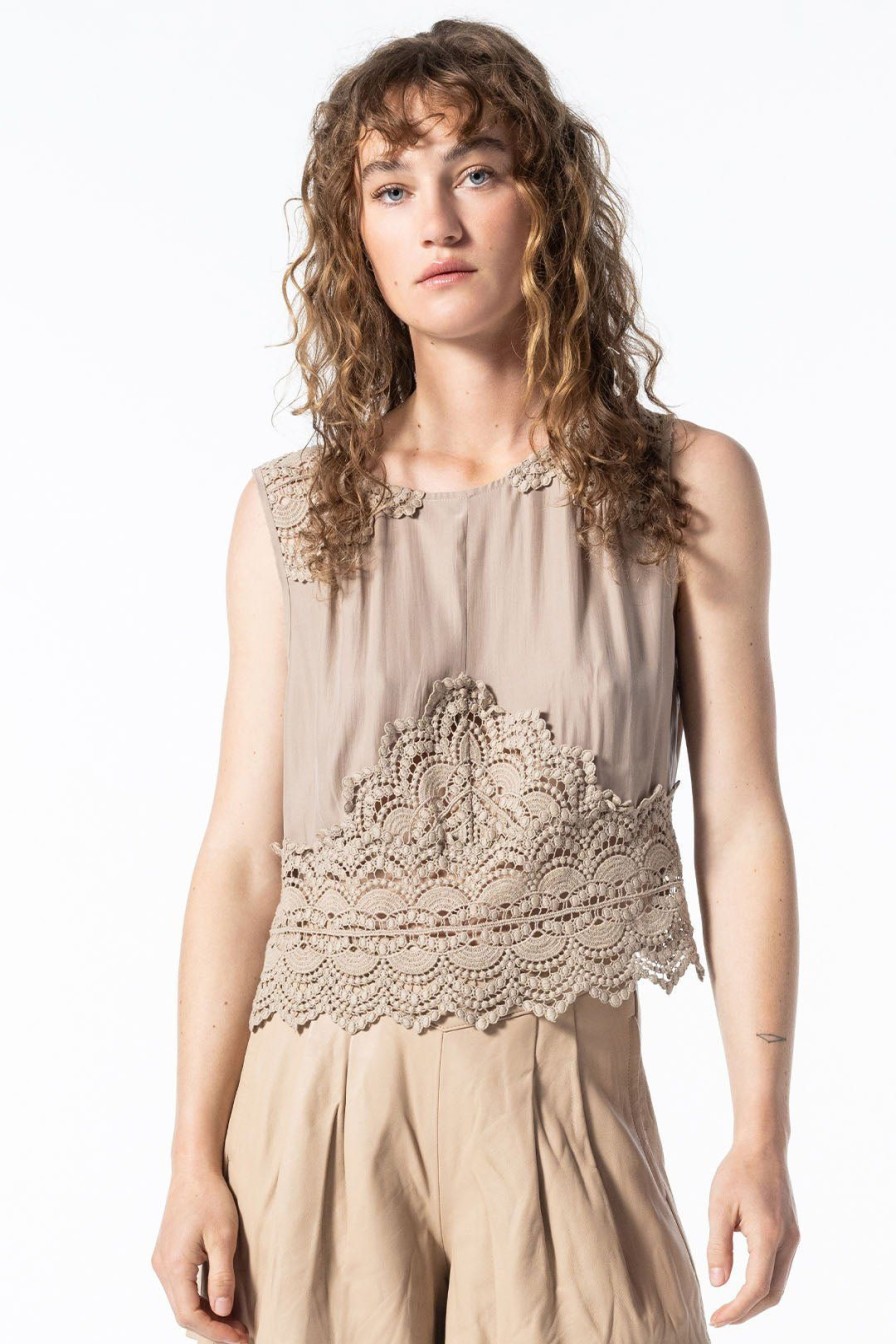 Women Burning Torch Tops | The Empress Sleeveless Top, Taupe