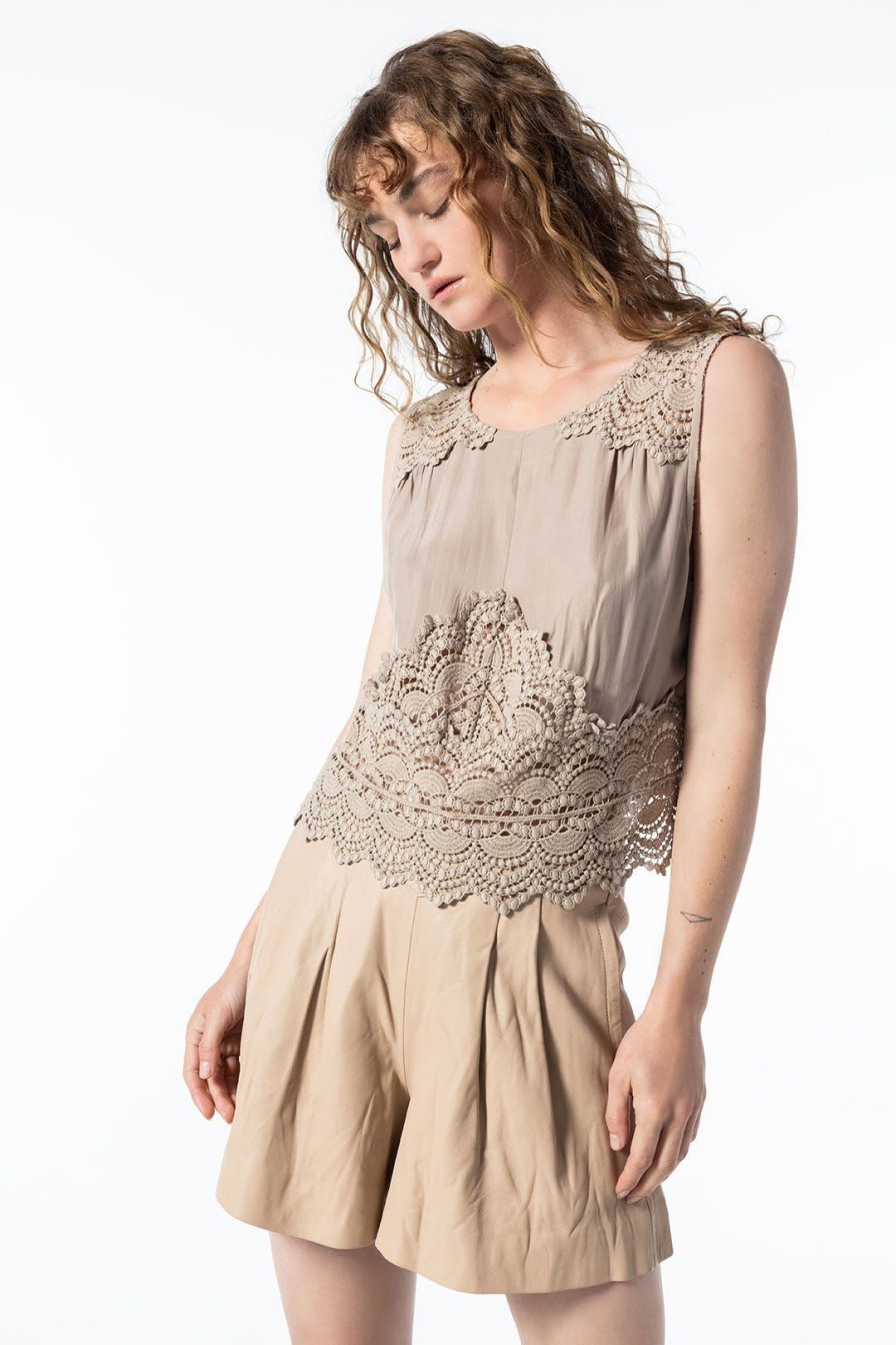 Women Burning Torch Tops | The Empress Sleeveless Top, Taupe