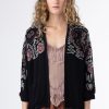 Women Burning Torch Outerwear | Avalon Hand Beaded Georgette Jacket Black