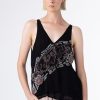 Women Burning Torch Tops | Avalon Beaded Georgette Tank Black