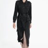 Women Burning Torch Outerwear | Hanover Trench Coat, Washed Black