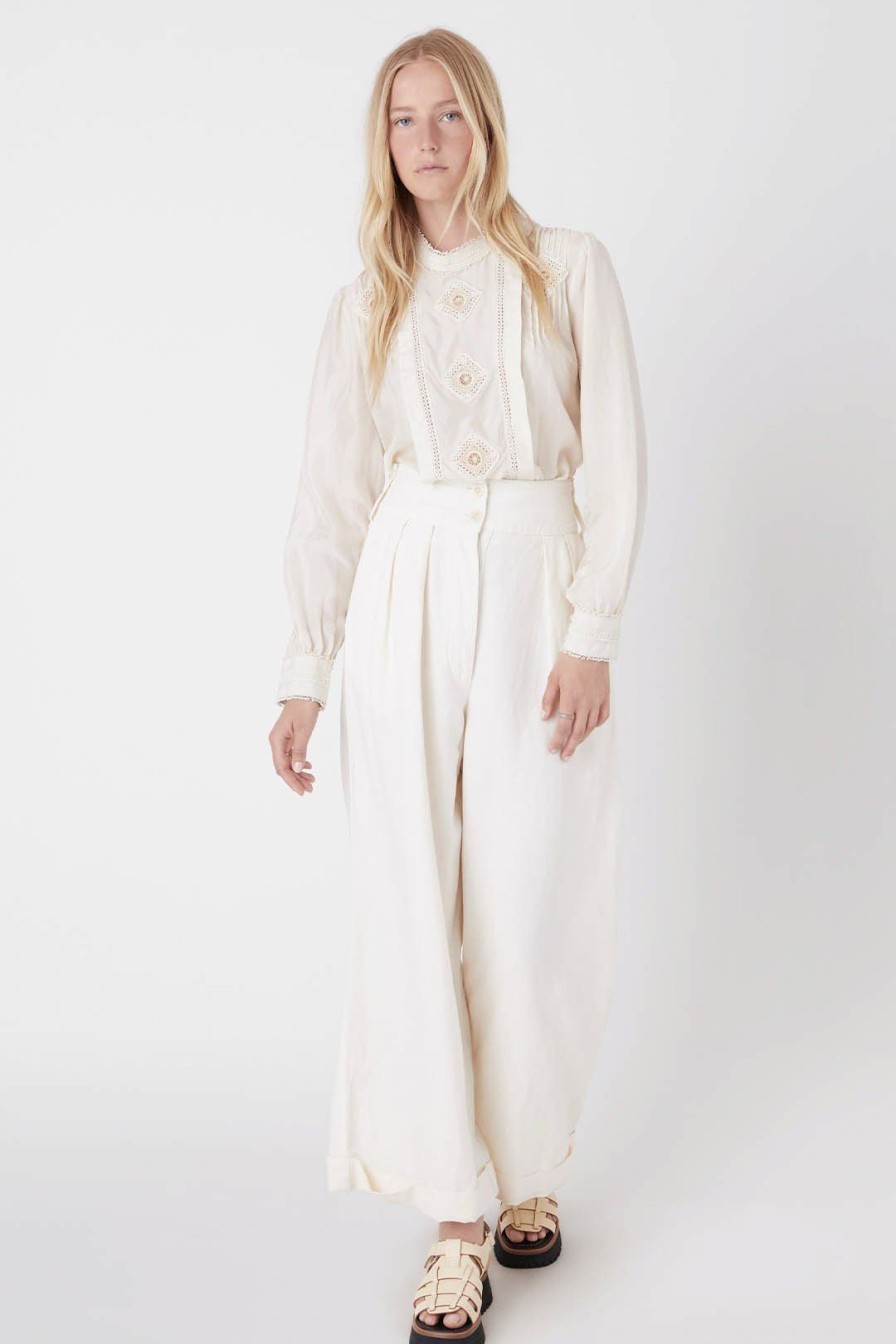 Women Burning Torch Bottoms | Utility High Waisted Wide Leg Pant, Papyrus