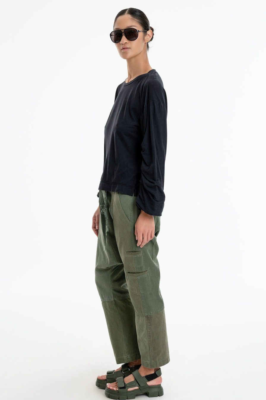 Women Burning Torch Bottoms | Love Not War Drop Crotch Pant, Army