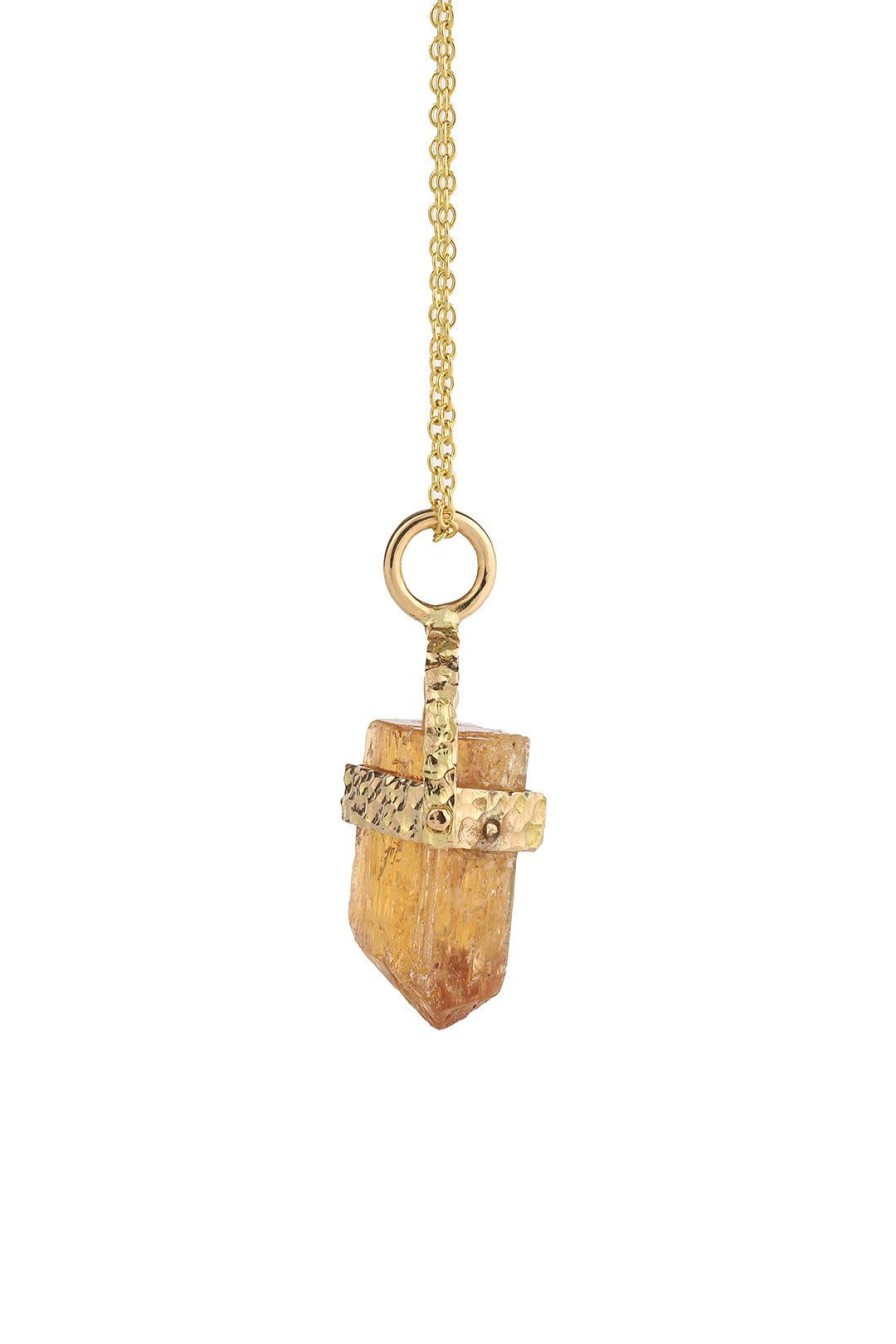 Women Burning Torch Necklaces | Dragon Tooth Necklace, Straw Topaz