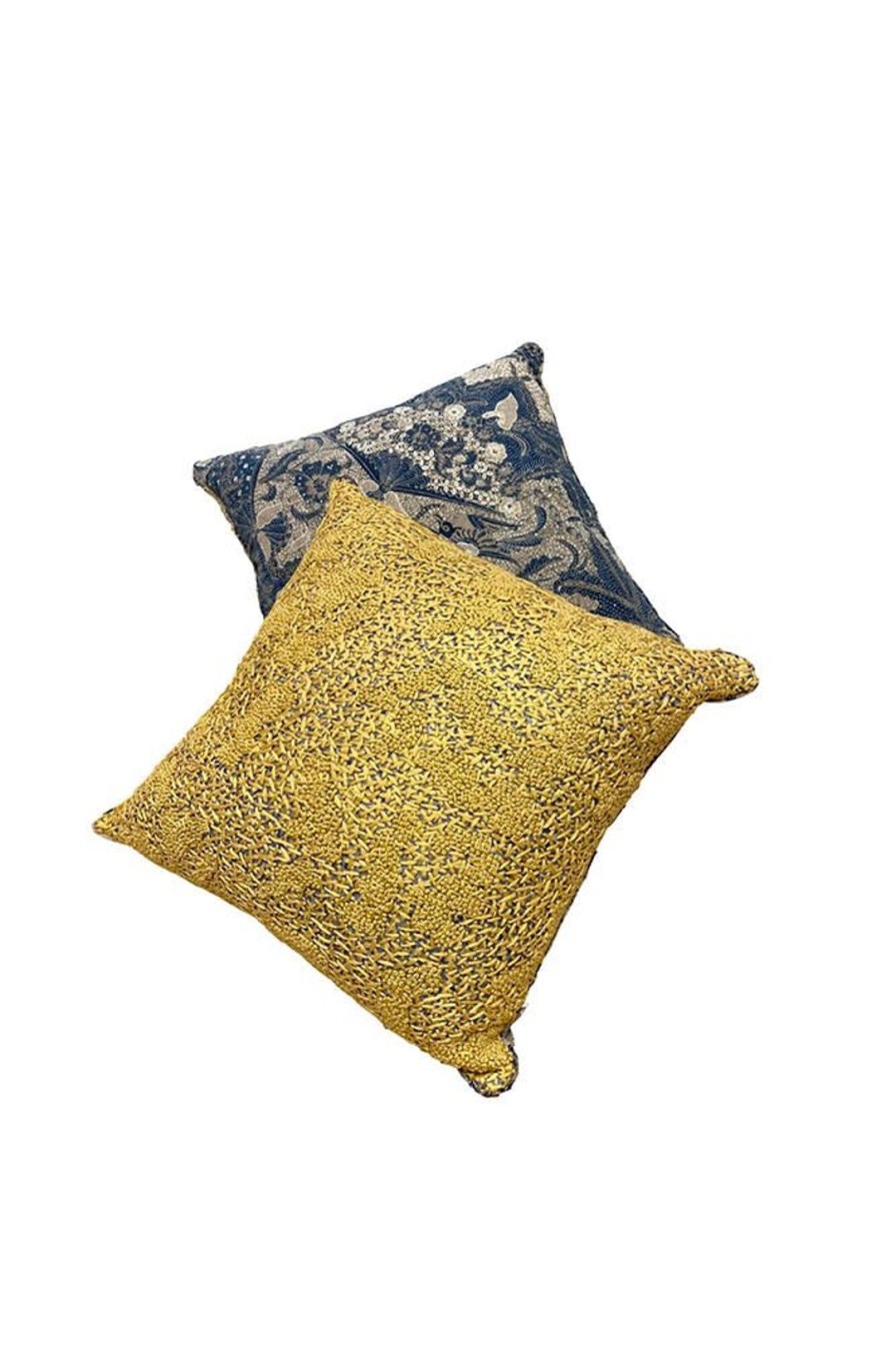 Home Burning Torch | Heavy Embroidery And Vintage Batik Pillow Multi