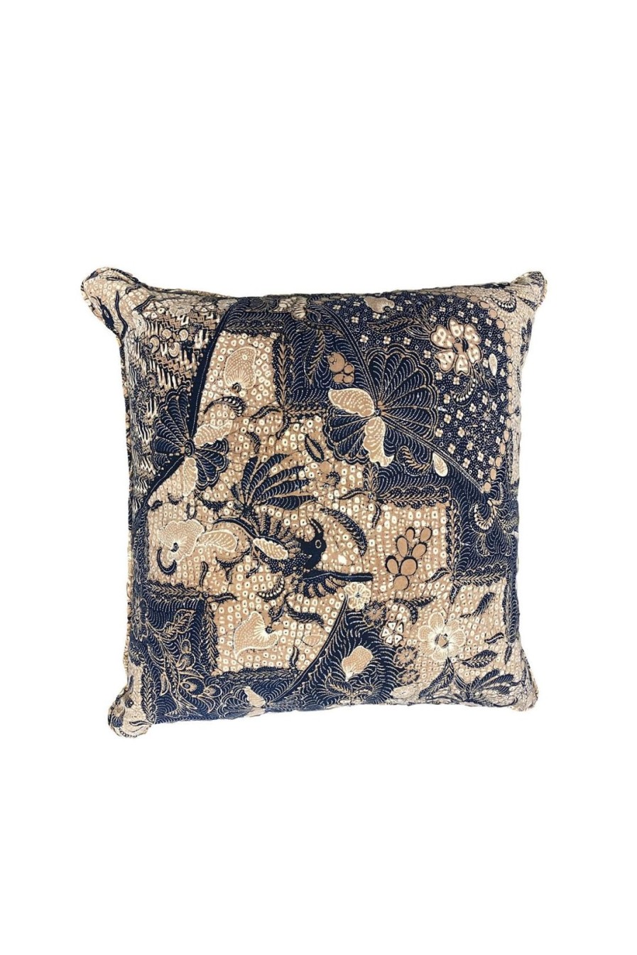 Home Burning Torch | Heavy Embroidery And Vintage Batik Pillow Multi