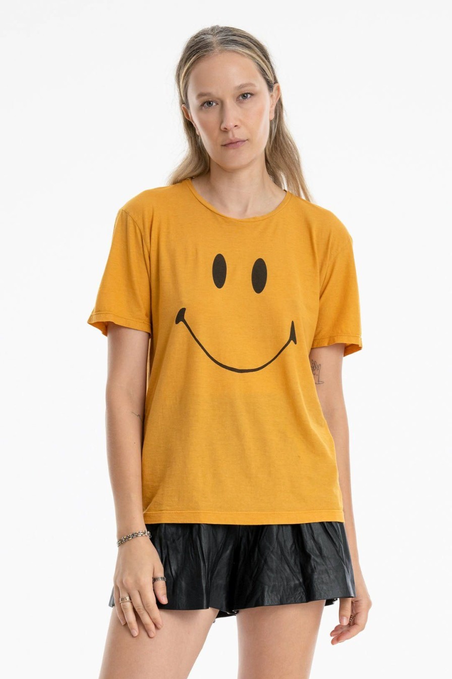 Women Burning Torch Tees | Smiley Face Tee, Gold Tumeric