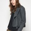 Women Burning Torch Leather | Leather Aviator Jacket, Graphite