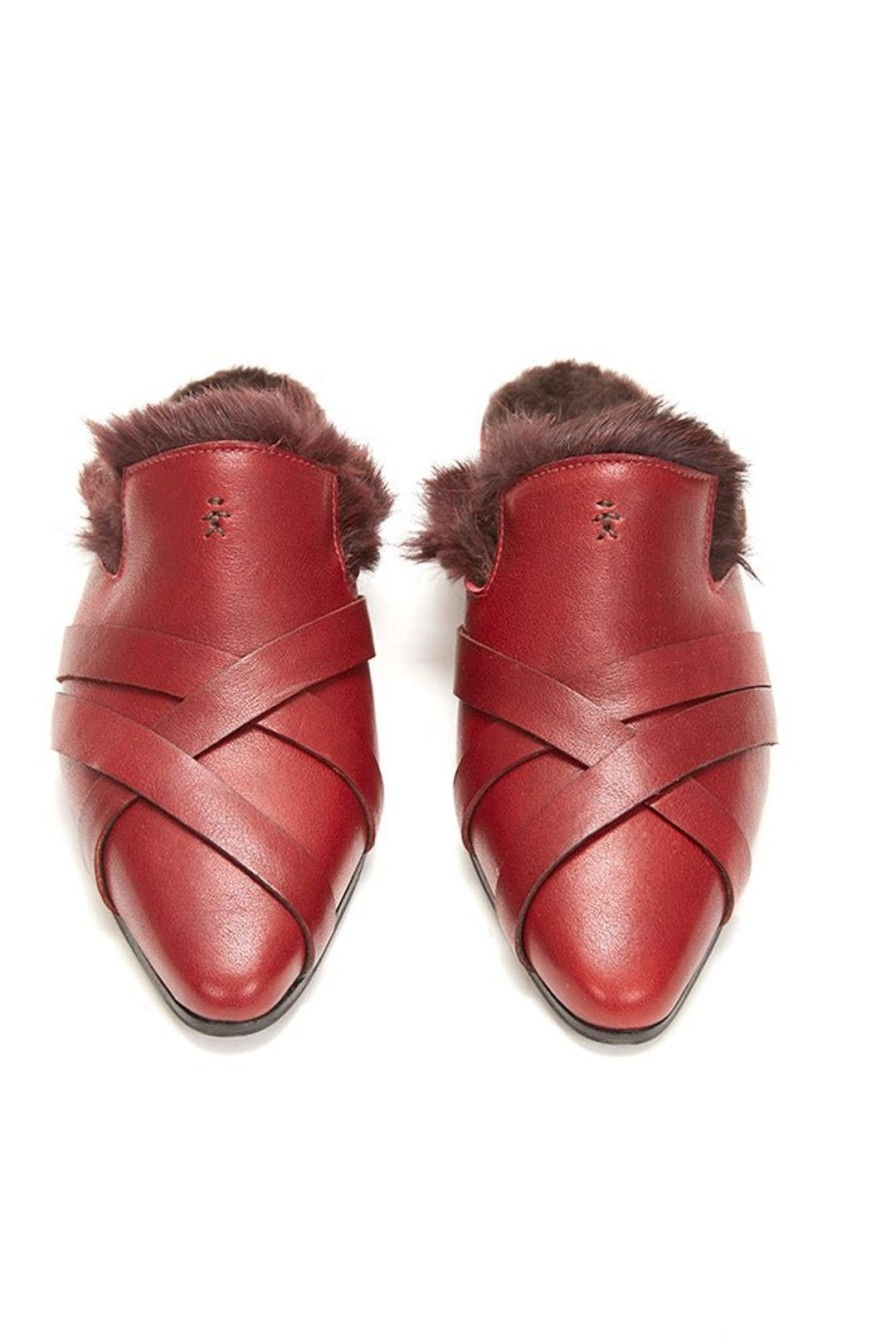 Women Burning Torch | Henry Beguelin Leather Mule With Fur Inside Brugandy