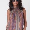 Women Burning Torch Tops | Lost Horizon Printed Silk Chiffon Top, Multi