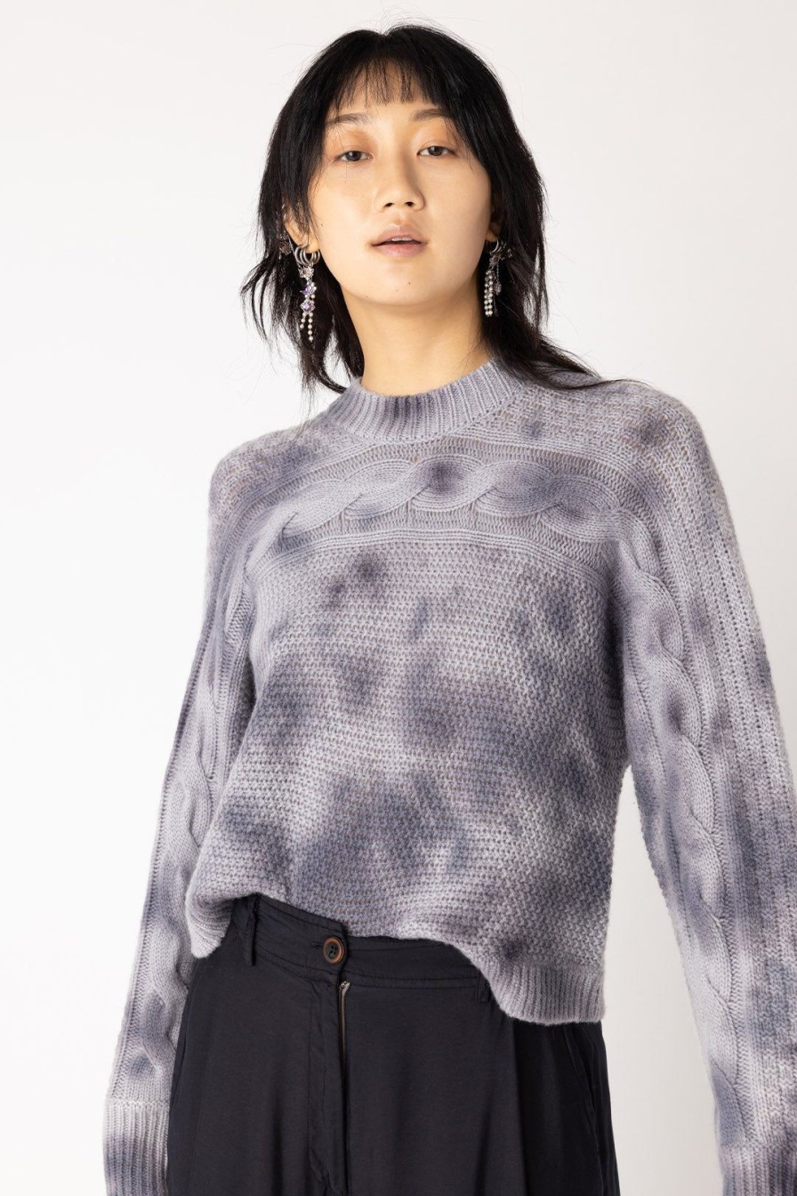 Women Burning Torch Cashmere & Knits | Watercolor Cashmere Sweater, Storm