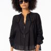 Women Burning Torch Tops | Athena Long Sleeve Top, Black