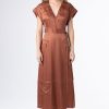 Women Burning Torch Dresses & Jumpsuits | Valentine Wrap Dress, Rust