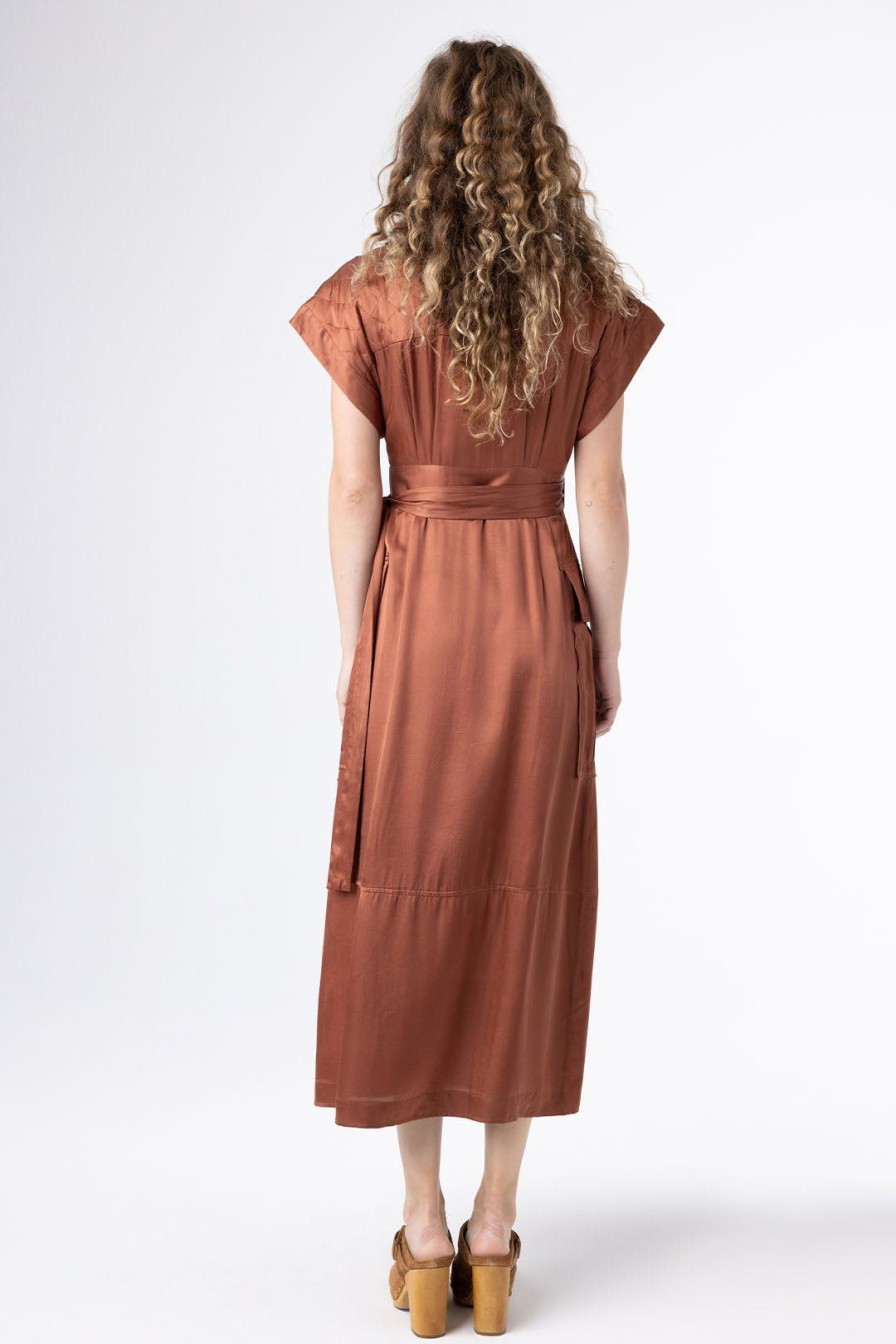 Women Burning Torch Dresses & Jumpsuits | Valentine Wrap Dress, Rust