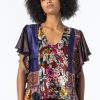 Women Burning Torch Tops | Cosmos Flutter Sleeve Top , Multi