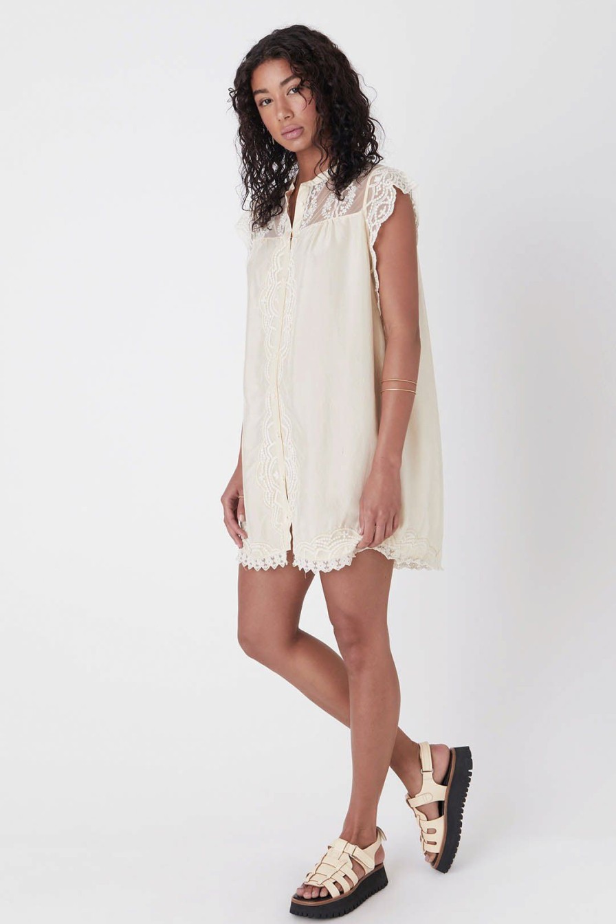 Women Burning Torch Dresses & Jumpsuits | Daphne Short Sleeve Dress, Ivory