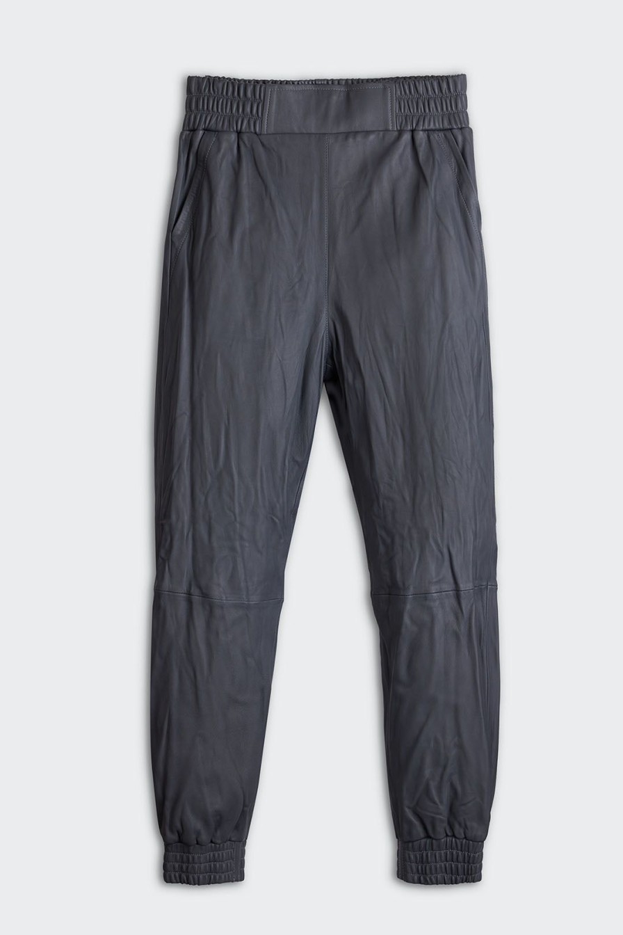 Women Burning Torch Leather | Leather Jogger Pant, Graphite