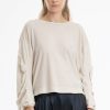 Women Burning Torch Tees | P.C.H. Rouched Sleeve Shirt, Parchment