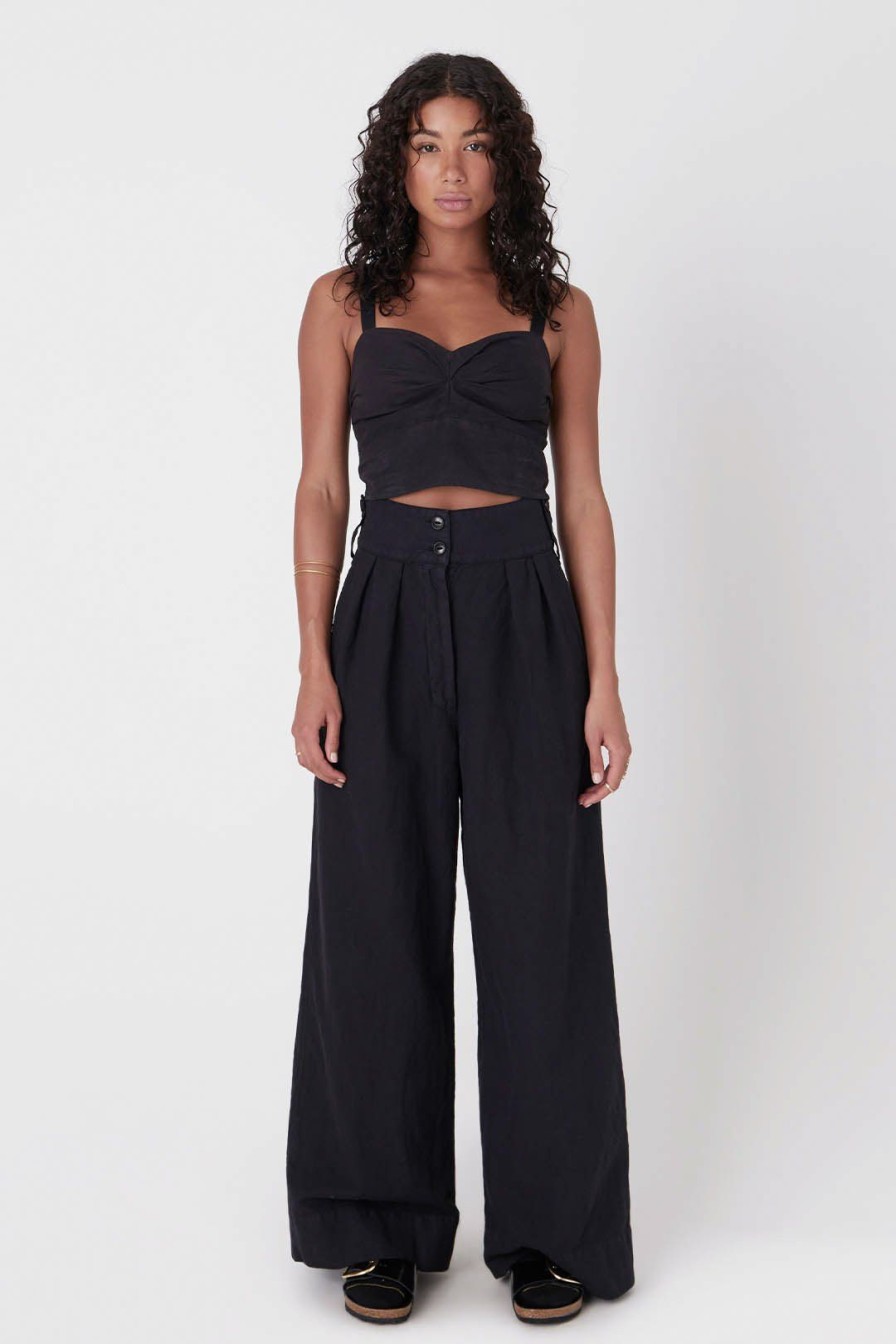 Women Burning Torch Bottoms | Utility High Waisted Wide Leg Pant, Black