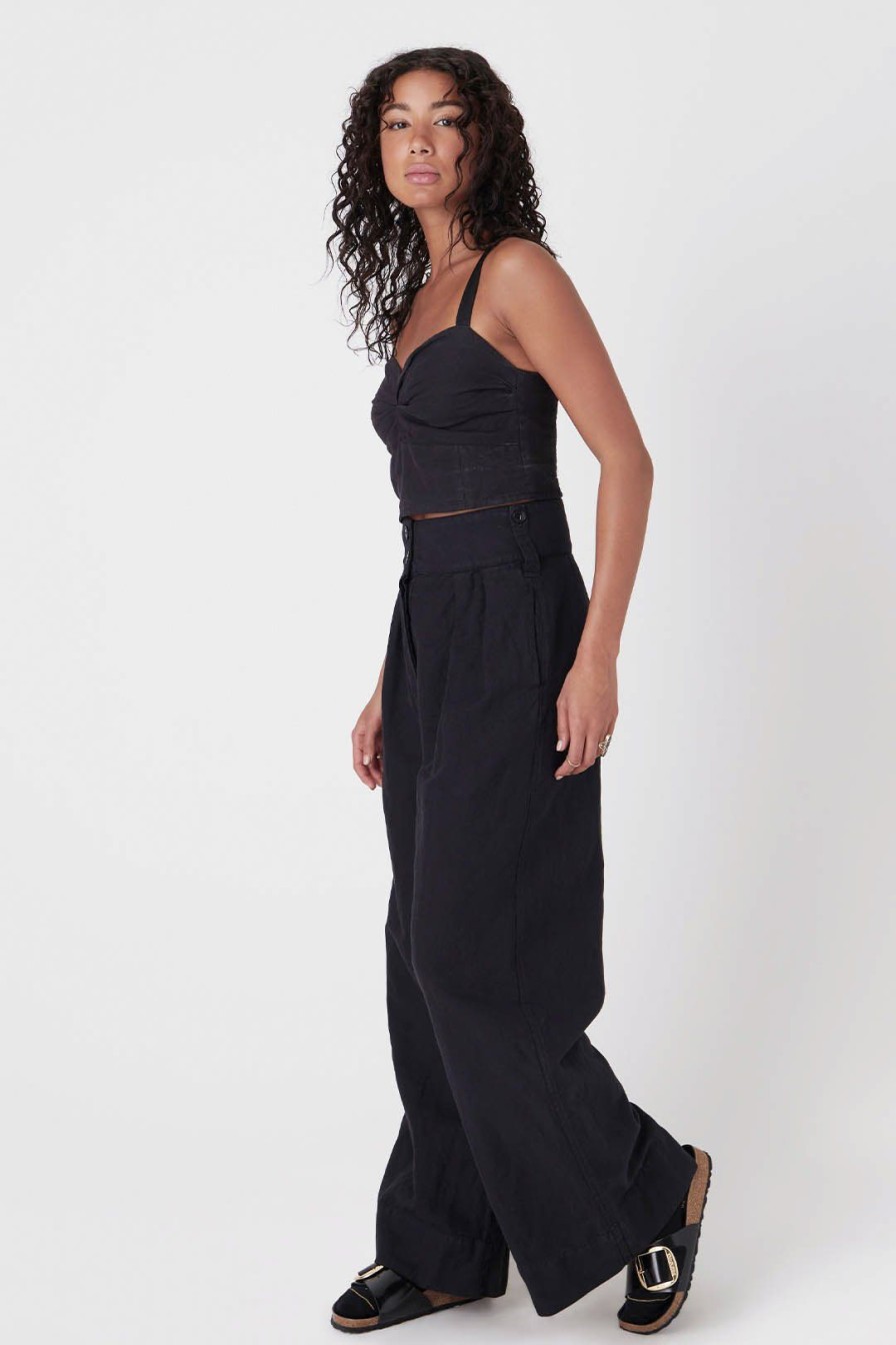 Women Burning Torch Bottoms | Utility High Waisted Wide Leg Pant, Black