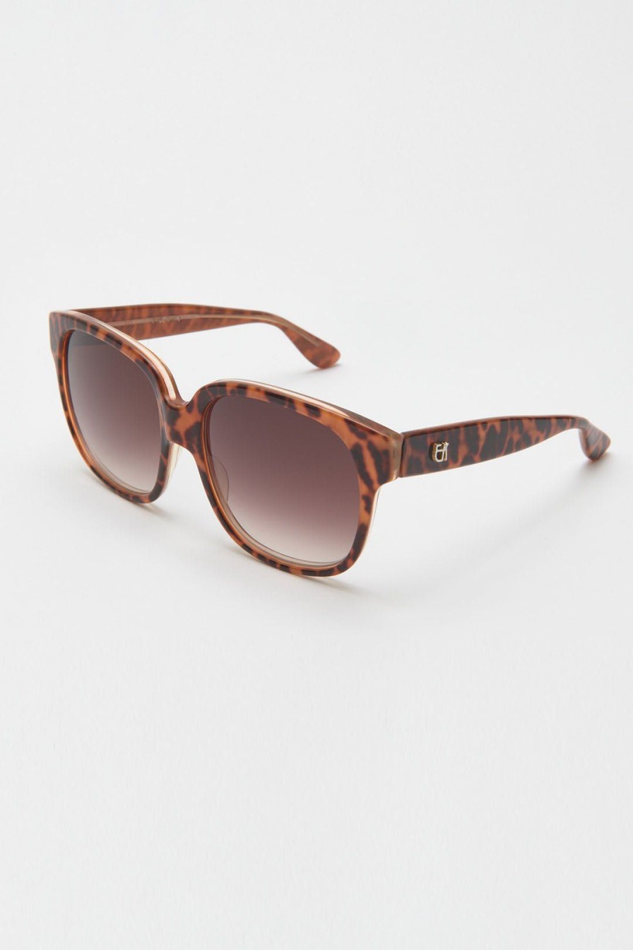 Women Burning Torch Sunglasses | Vintage Emmanuelle Khahn Oversized Sunglasses, Tortoise Shell