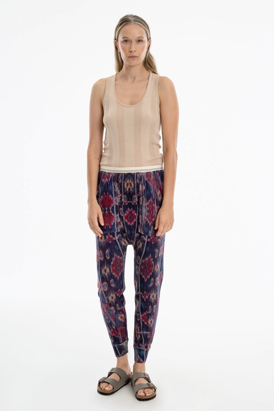 Women Burning Torch Bottoms | Tate Printed Cashmere Jogger, Ikat